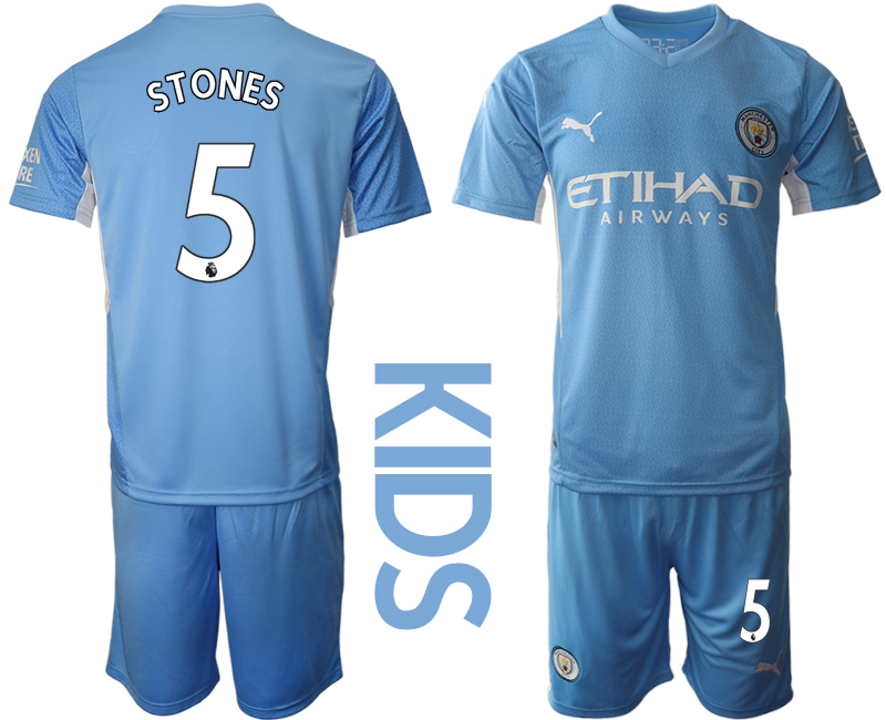 Youth 2021-2022 Club Manchester City home blue #5 Soccer Jersey